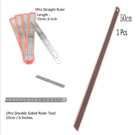 

1Pcs/5Pcs Metal 15cm/ 50cm Double Side Scale Stainless Steel Straight Ruler Measuring Tool