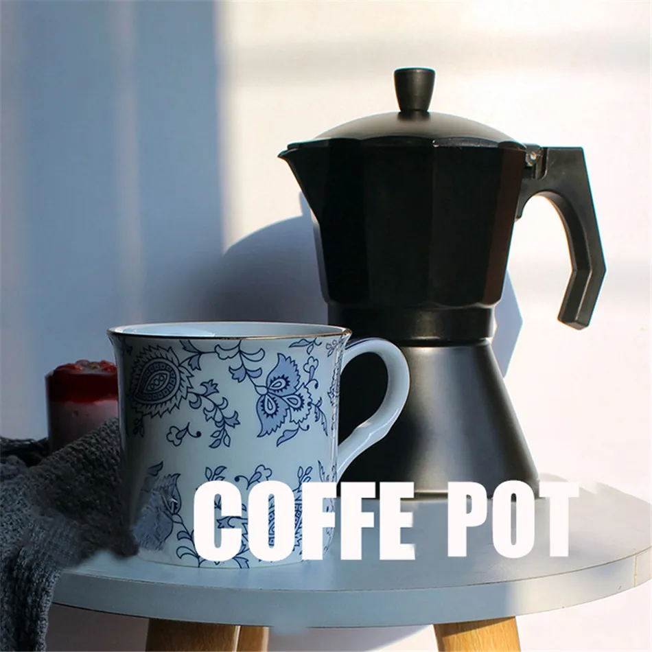 GUNOT алюминиевый чайник Moka, матовый текстурированный кофейник, обогреваемая Итальянская Кофеварка, чайник эспрессо, Перколятор, кухонные инструменты