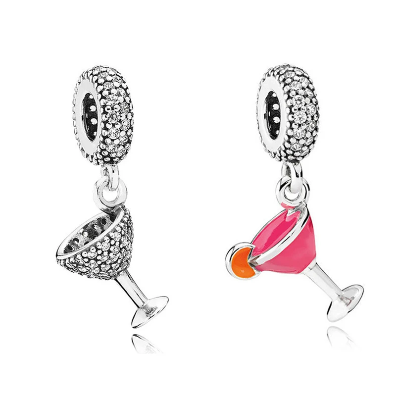 

Baofu 925 Sterling Silver Pendant Covered With Shiny Cups And Cocktail Charm Suitable For Original Women'S Bracelet DIY Jewelry