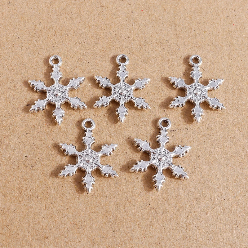 

15pcs 18*23mm Alloy Christmas Snowflake Charms for Jewelry Making Cute Drop Earrings Pendants Necklaces DIY Crafts Accessories