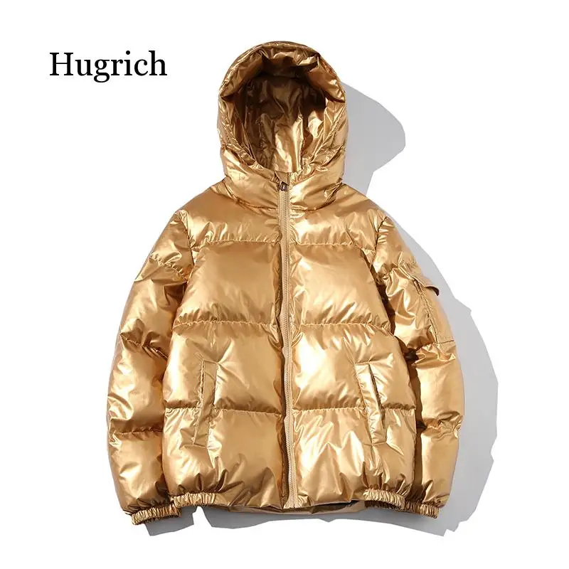 Зимняя мужская куртка толстая теплая парка серебристые яркие глянцевые куртки