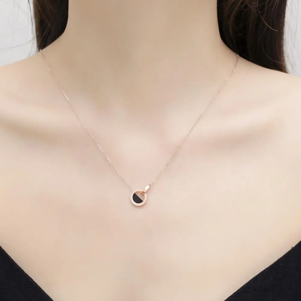 Колье ювелирные изделия из нержавеющей стали круглое ожерелье женский розового