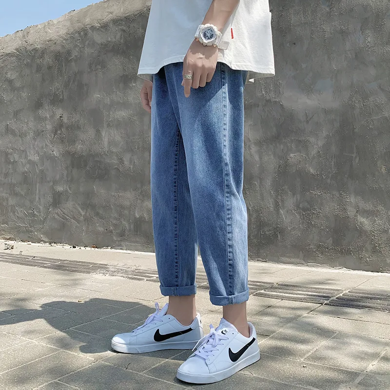 

Straight Jeans Men's Spring And Autumn New Korean Wide Leg Pants Loose Casual Jeans Baggy Jeans Cargo Pant Men Punk Pants Gothic