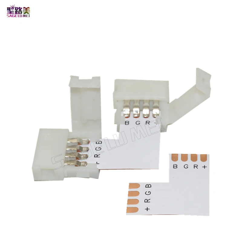 Светодиодный коннектор в форме L 10 шт. 2 pin/3 pin/4 pin/5pin Без припоя для 8 мм/10 мм/12 мм