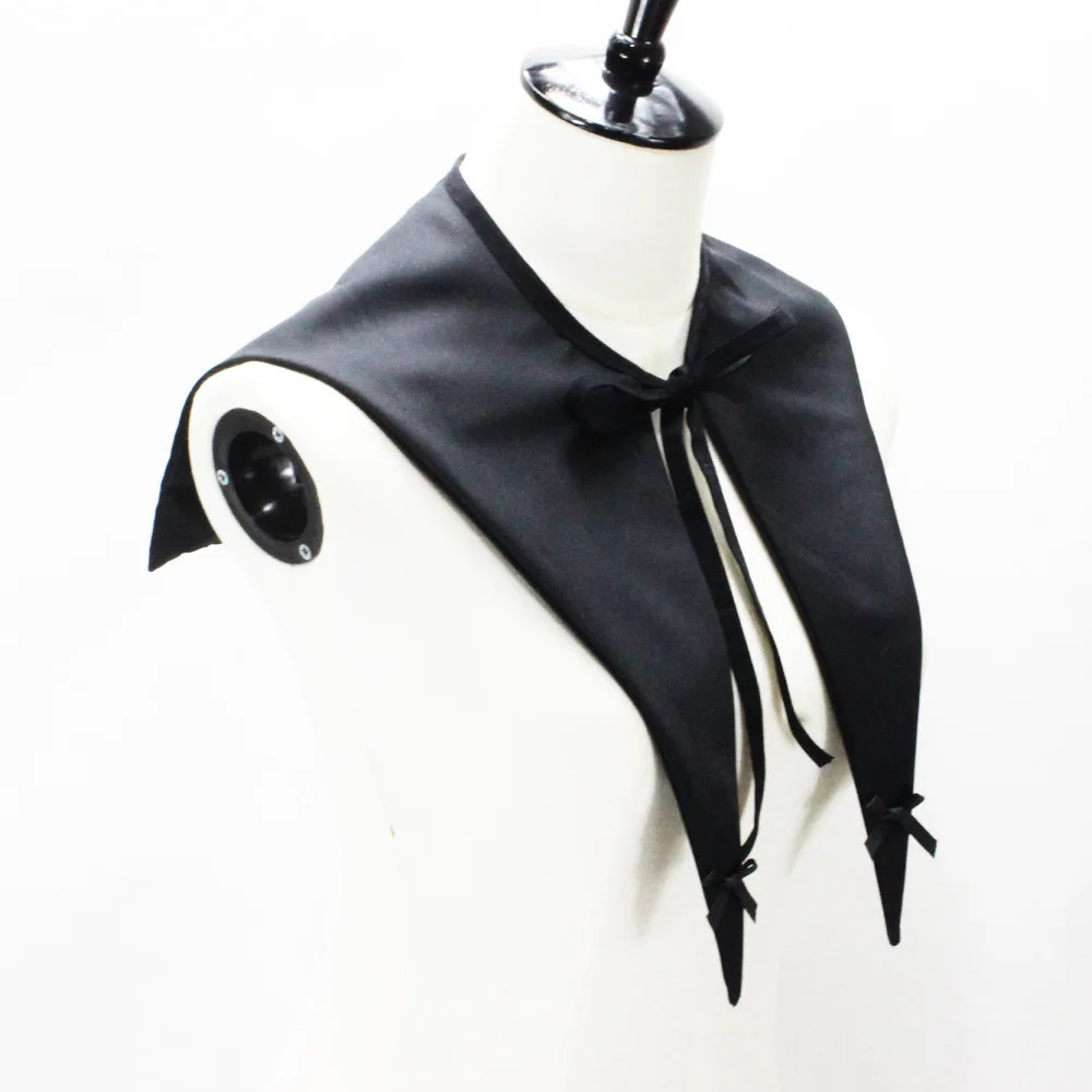 

Gothic Style Pointed Collar Studio Shooting Props Women Detachable Black False Collar Triangle Neckwear Lace-Up Lapel Fake Blous