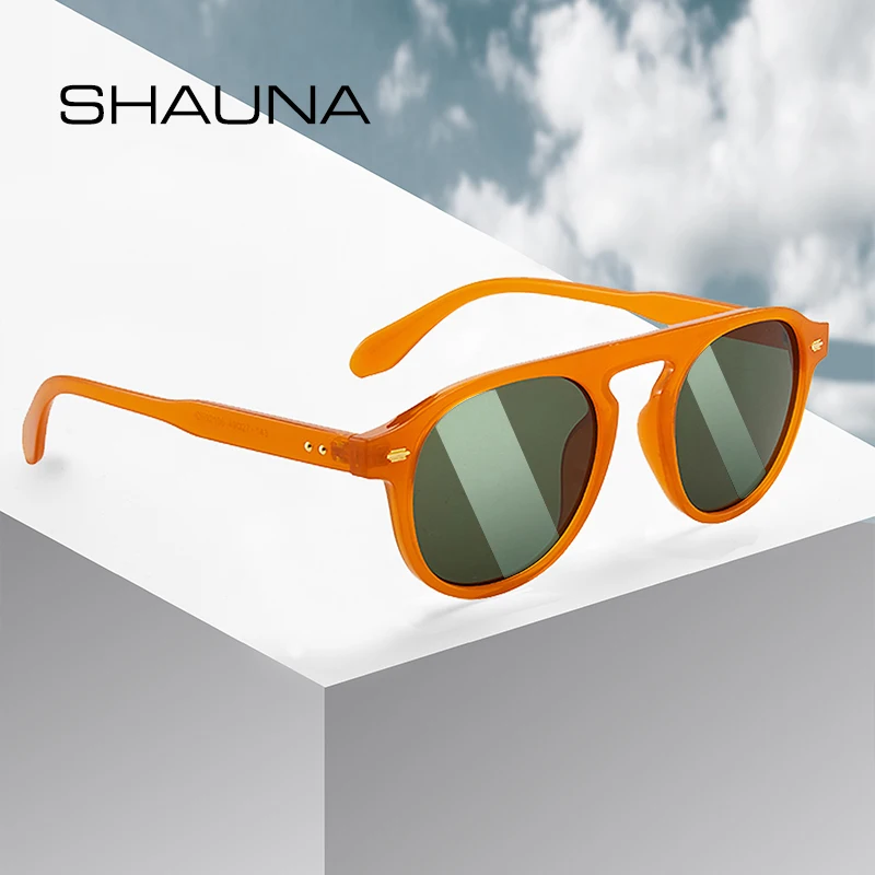 

Мужские и женские очки в круглой оправе SHAUNA, солнцезащитные очки с прозрачной оправой, UV400, гвозди в стиле ретро
