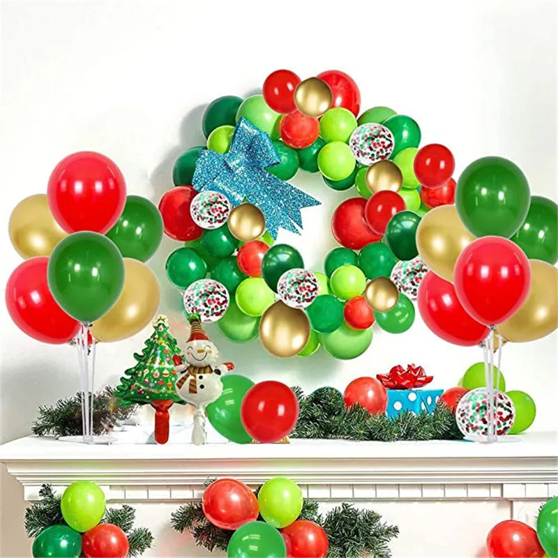

2Set Red Green Gold Balloon Stand Christmas Decorations 2022 Balloon Holder Table Valentine's Day Baby Shower 1st Birthday Decor