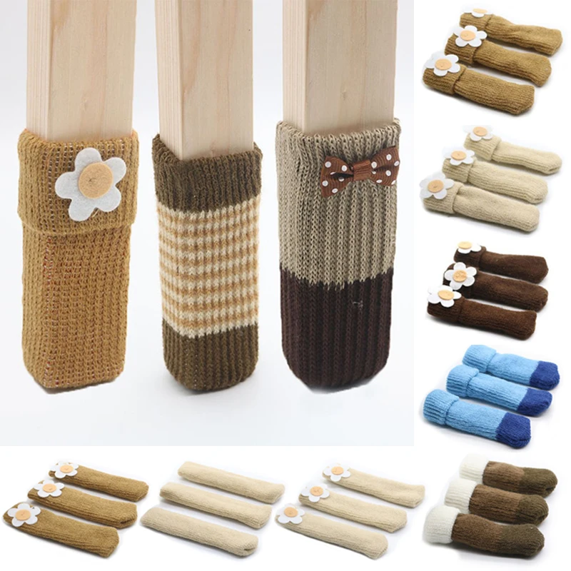 4pcs/set 10*3.5cm Anti-slip Chair Leg Socks Cloth Floor Protection Knitting Table Legs Furniture Feet Sleeve Covers | Дом и сад
