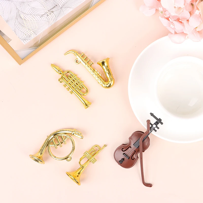 

5Pcs/Set Miniature Musical Instrument Model for 1/12 Dollhouse Action Figures Display Living Room Office Decor Great Kids Gift