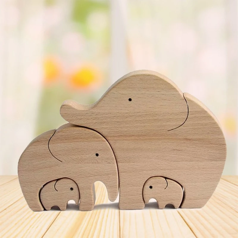 

Mother's Day Gifts Elephant Mother And Child Home Decor Wooden Wooden Desktop N1HF