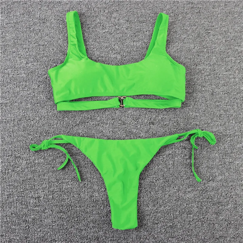 

Sexy Metallic brazilian bikini set Hollow out Heart swimsuit female bathers Bandage swimwear women 2019 Summer bathing suit