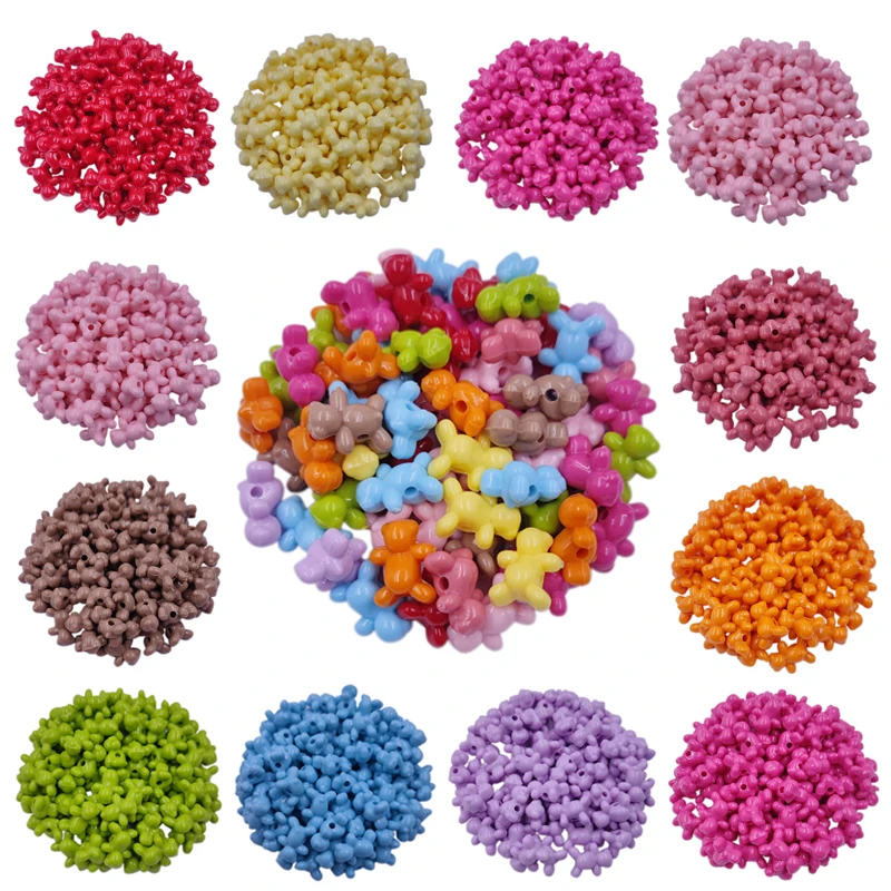 

10Pcs 16*13mm Bear Shape Loose Beads DIY Crafts For Jewelry Making Necklace Bracelet Candy Color Pendant