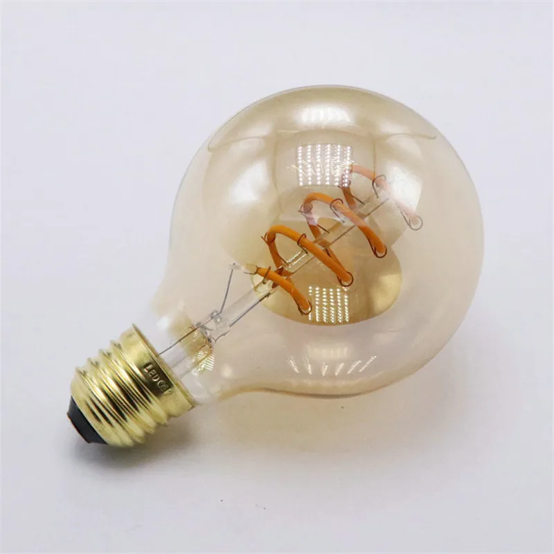 

1pcs Dimmable G80 A19 LED Soft Filament Light G95 E27 5W Spiral Led Filament Light Edison Bulb Equivalent ST64 Globe Bulb Amber