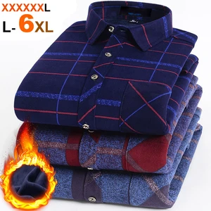 NIGRITY 2020 зимняя мужская модная теплая длинная рубашка в клетку с длинными рукавами из плотного флиса с подкладкой; Мягкая Повседневная фланелевая рубашка Плюс Большой Размеры L-6XL