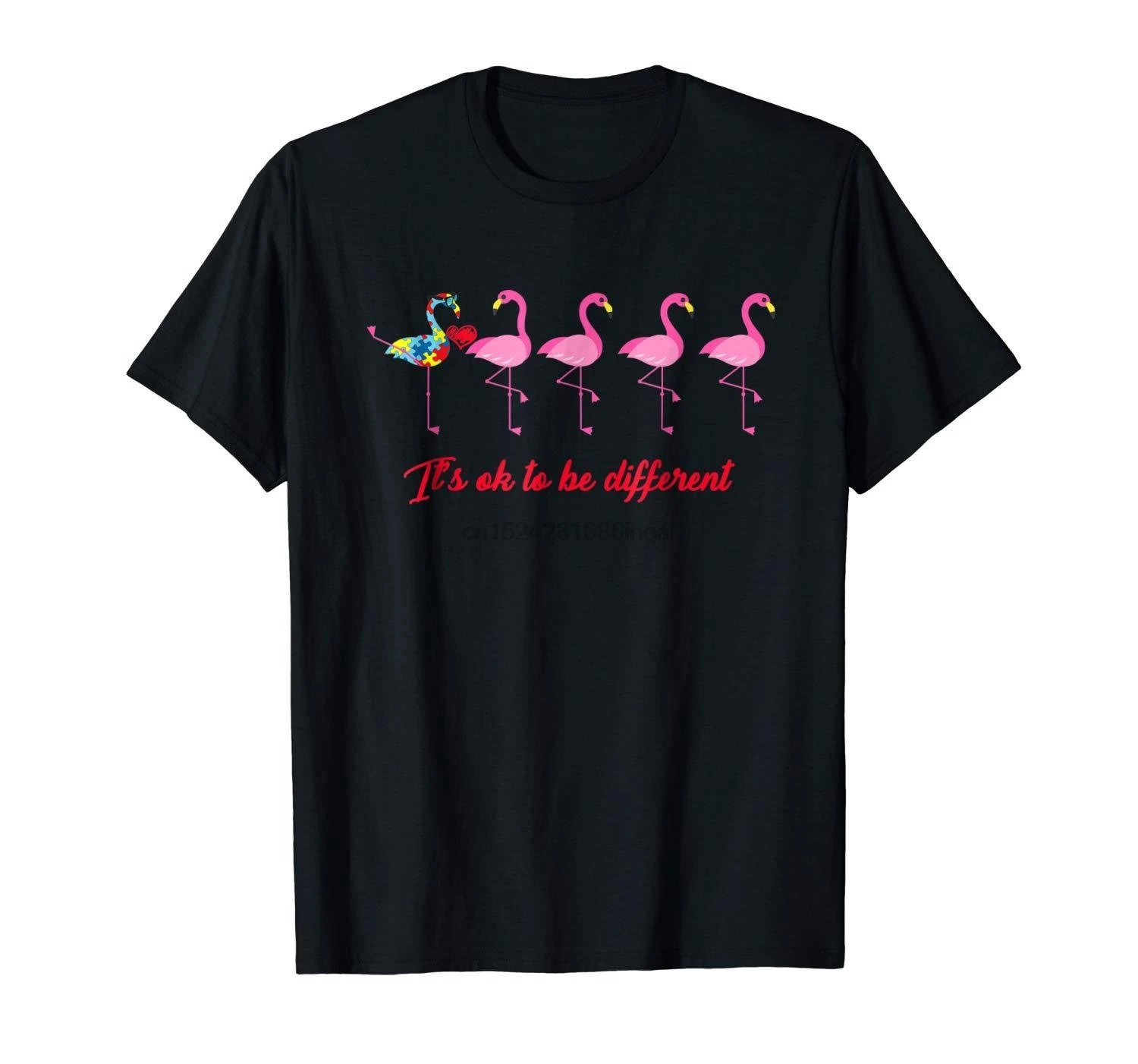 It Ok to be different authism Awareness забавная черная футболка с изображением фламинго Мужская