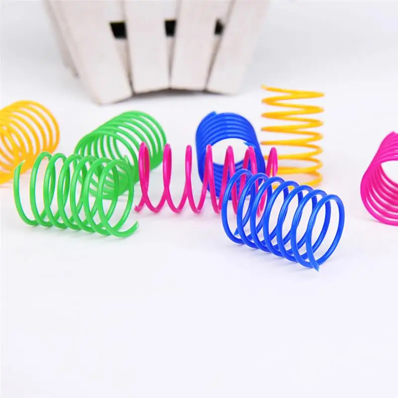 

Dorakitten 10Pcs/Set Cat Spring Toys Creative Funny Plastic Coil Kitten Toy Cat Interactive Toys Pet Supplies Random Color