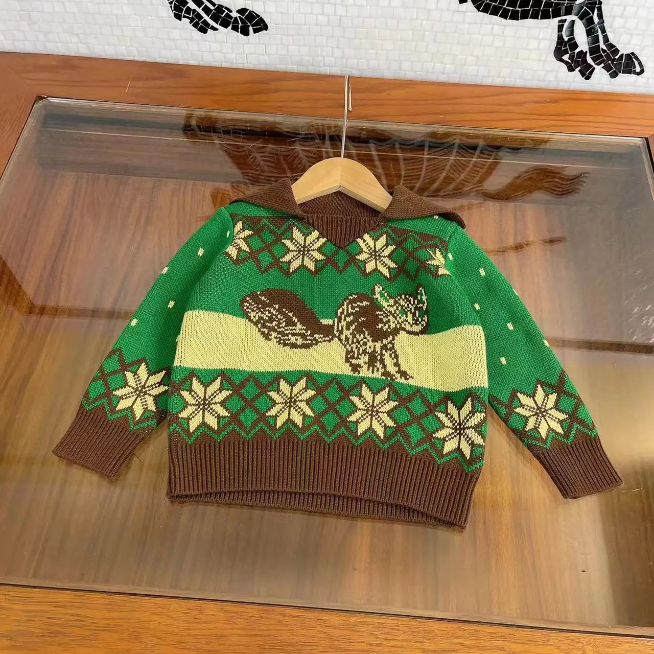 

Детская вязаная накидка с пятиконечными звездами на раннюю осень 2021, плотный свитер для девочек, в западном стиле