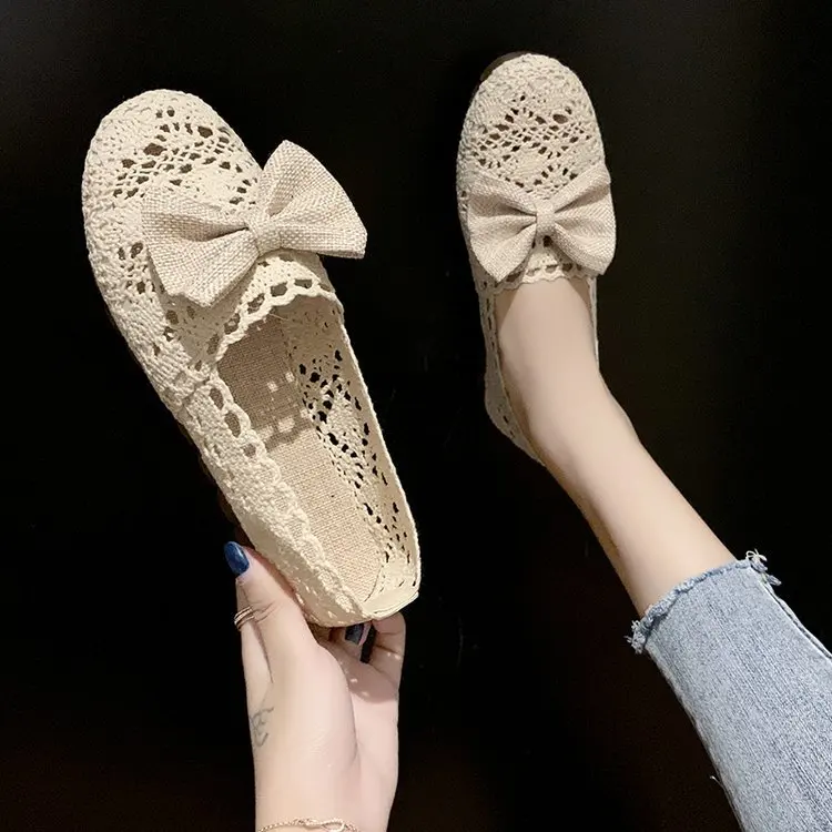 

2021Fashion woman sandals casual flat Women's Hollow Platform Casual Shoes Solid Color Breathable Wedge Espadrilles