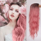 AOSI розовый парик, Синтетические длинные волнистые волосы, волосы средней длины, парики для косплея для белых, черных женщин, термостойкие, американские, африканские