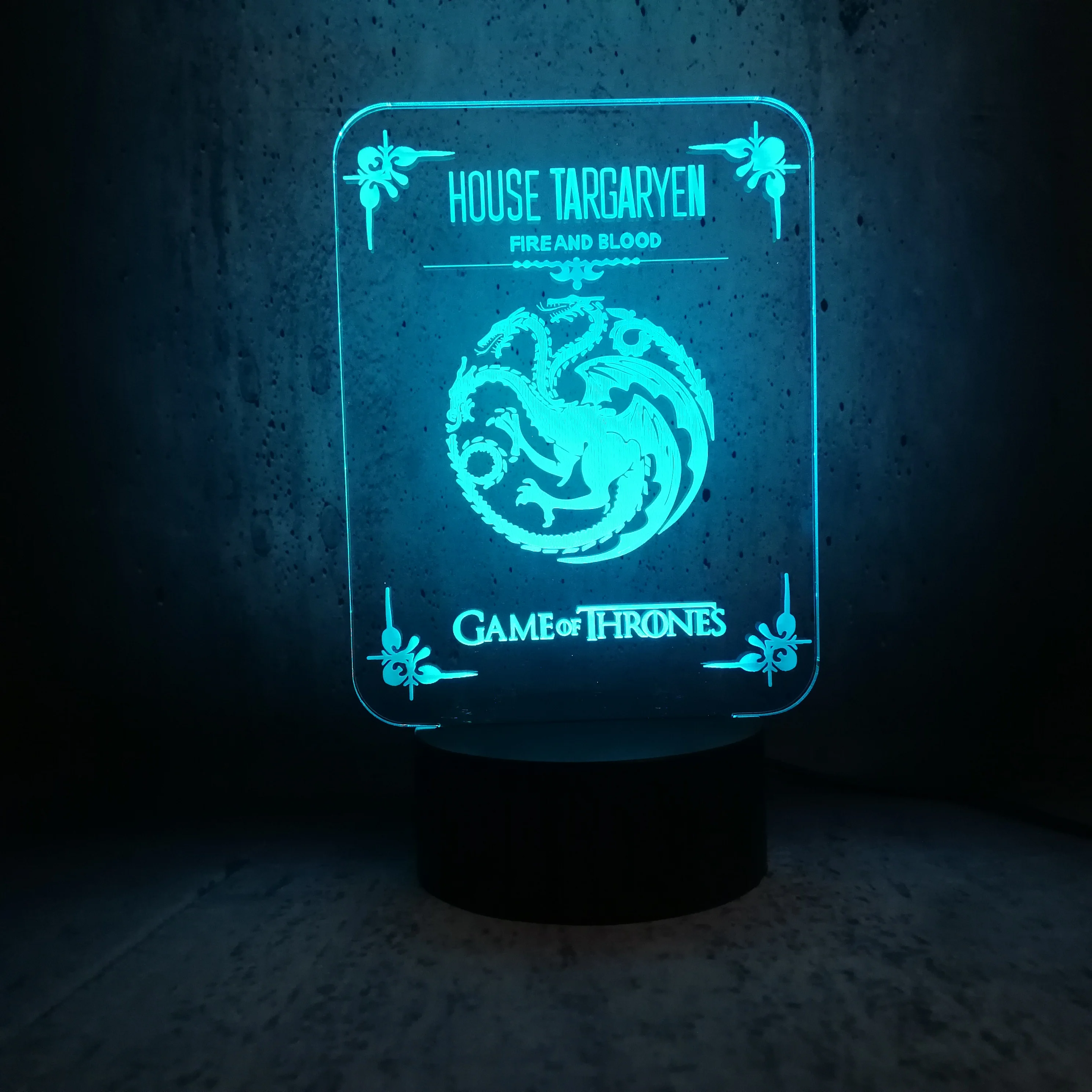 Дом Таргариенов луна лампа огонь и кровь 3D светодиодный светильник Игра