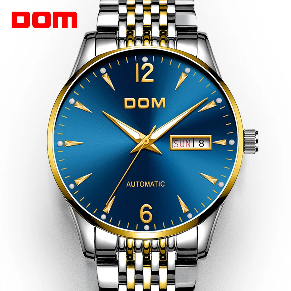 DOM Mechanical Watch Top Brand Luxury Automatic Mens Watch Steel Belt Casual Fashion Waterproof Business Watch Men M-89G-1M2