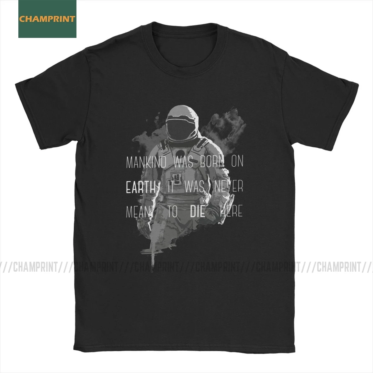 

Interstellar T Shirts for Men Pure Cotton Vintage T-Shirt Crew Neck Nolan Movie Space Sci Fi Spaceship Tees Short Sleeve Tops