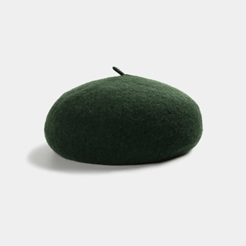 Green Новинка, осенне-зимний высококачественный Женский берет, Модный женский однотонный Повседневный шерстяной берет, женские элегантные теплые шапки и кепки - Цвет: Green