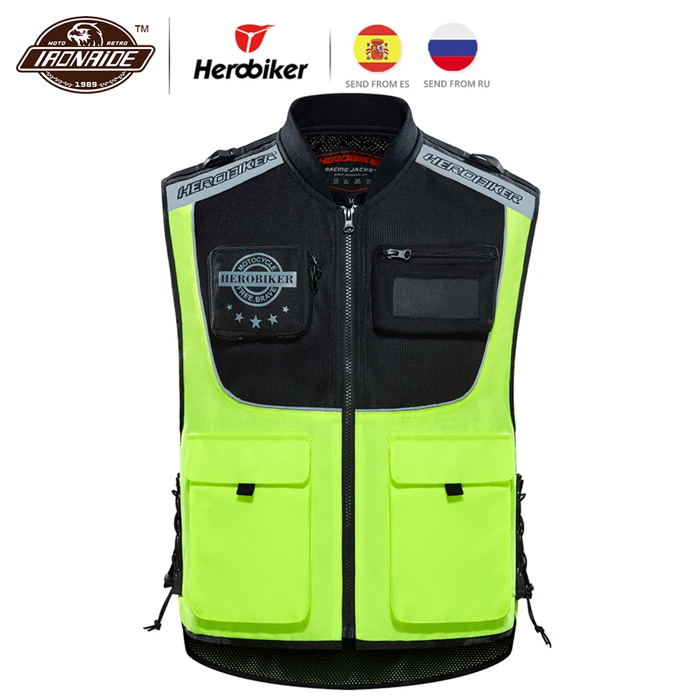 Летняя мотоциклетная куртка HEROBIKER светоотражающий защитный жилет отражающий