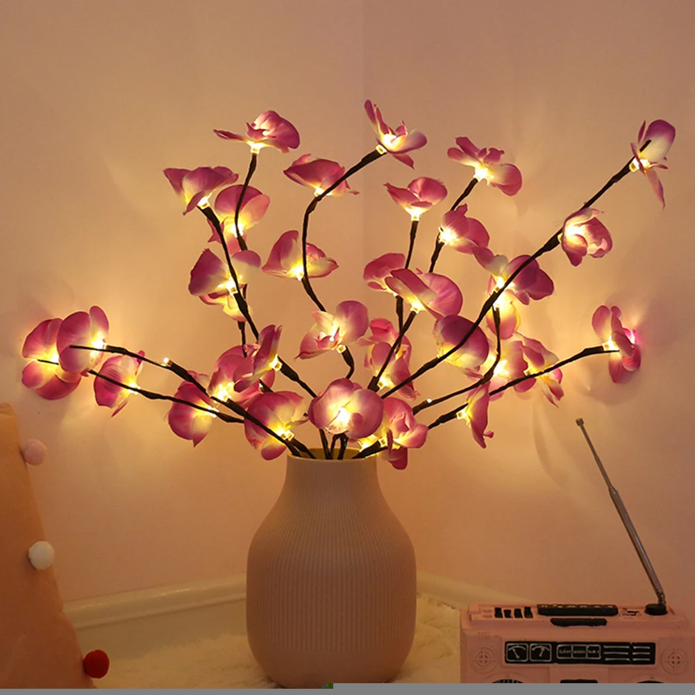 

2pcs 73cm LED Phalaenopsis Flower Branch Lamp Simulation Orchid Home Decoration Floral Holiday Garden Party Desktop Decor Lights