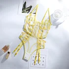 Комбинезон кружевной с цветами, пояс на шее, сексуальное нижнее белье