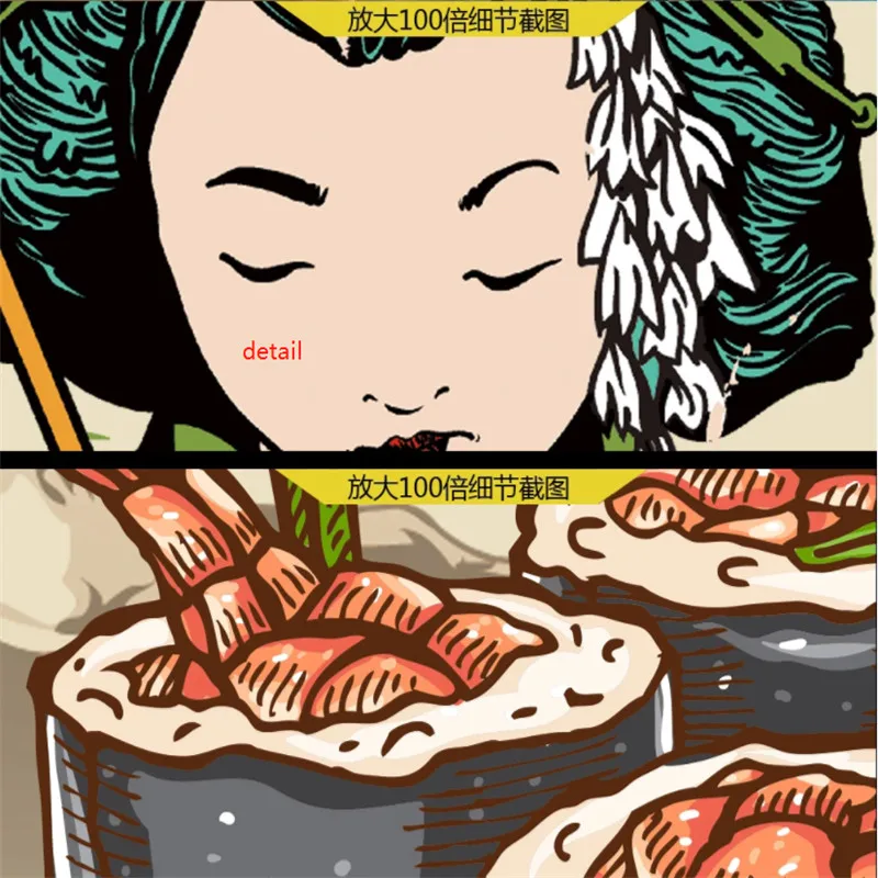 Ностальгическая роспись вручную японские красивые суши промышленный декор