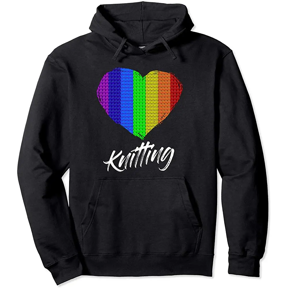 

I Love Knitting Rainbow Heart Crochet Knitter Crafter Gift Pullover Hoodie