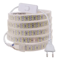 2835 led strip 220v 240v eu uk plug high quality waterproof 276 ledsm three row led light flexible tape led light strip