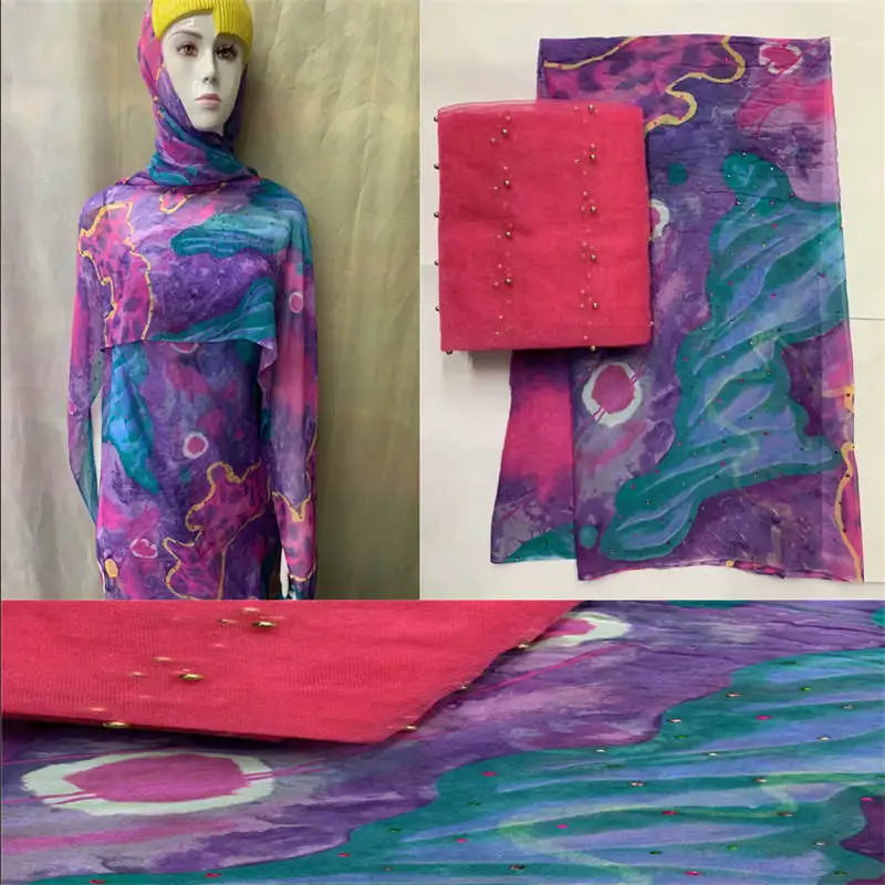 Горячая Распродажа модная африканская мягкая шелковая ткань для одежды