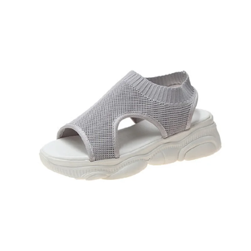 Женские сандалии с открытым носком сетчатые дышащие на плоской платформе лето