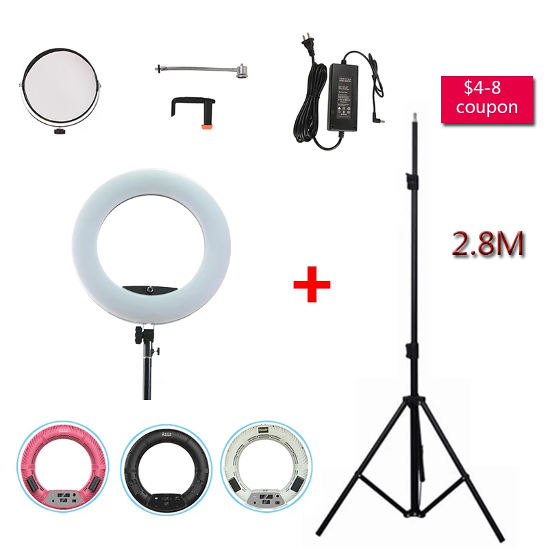 

Yidoblo Black FD-480II 18" Studio Dimmable Ring Light Photographic Photo Lighting+ Tripod (280cm) 5500K 480 LED Video Light Lamp