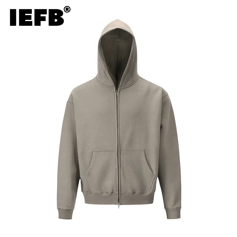 

IEFB High Street Zipper Side Split Sweatshirts For Men New Streetwear Fashion Hooded Cardigan Sweatwear Casual Cloth 9Y9742