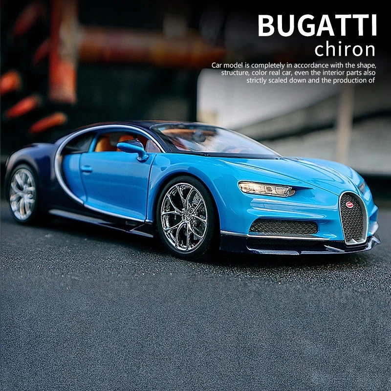 

1:24 Bugatti Veyron Chiron Sports Alloy Car Diecast Sound Light Model Toy Vehicle Metal Supercar Simulation Collection Toys Boys