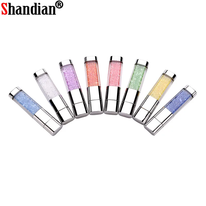 SHANDIAN губная помада usb флэш-накопитель 4 ГБ 8 16 32 64 Гб Кристальные ювелирные изделия