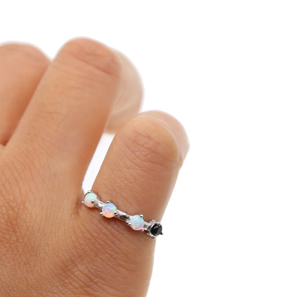 Новейшие Простые Ювелирные изделия с черным фианитом и белым опалом ювелирные из