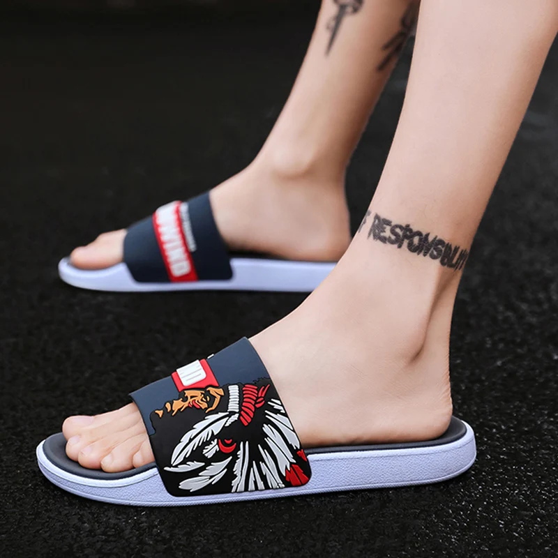 Женские сандалии; мужские летние шлепанцы; zapatillas hombre; мужские вьетнамки; Sandalias De Mujer; Домашние шлепанцы - Цвет: Dark blue