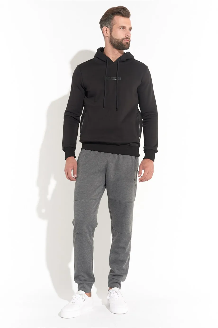 

Men's Anthracite Pocket Zipper Ribanal Trotting Bottom Tracksuit