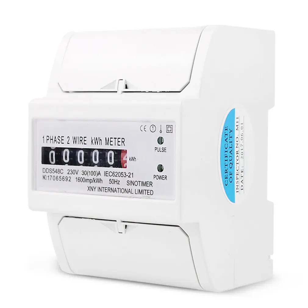 

SINOTIMER DDS548C Single Phase Two Wire Energy Meter KWh 30 (100) A 230V AC 50Hz Power Meter Electric Din Rail Mount