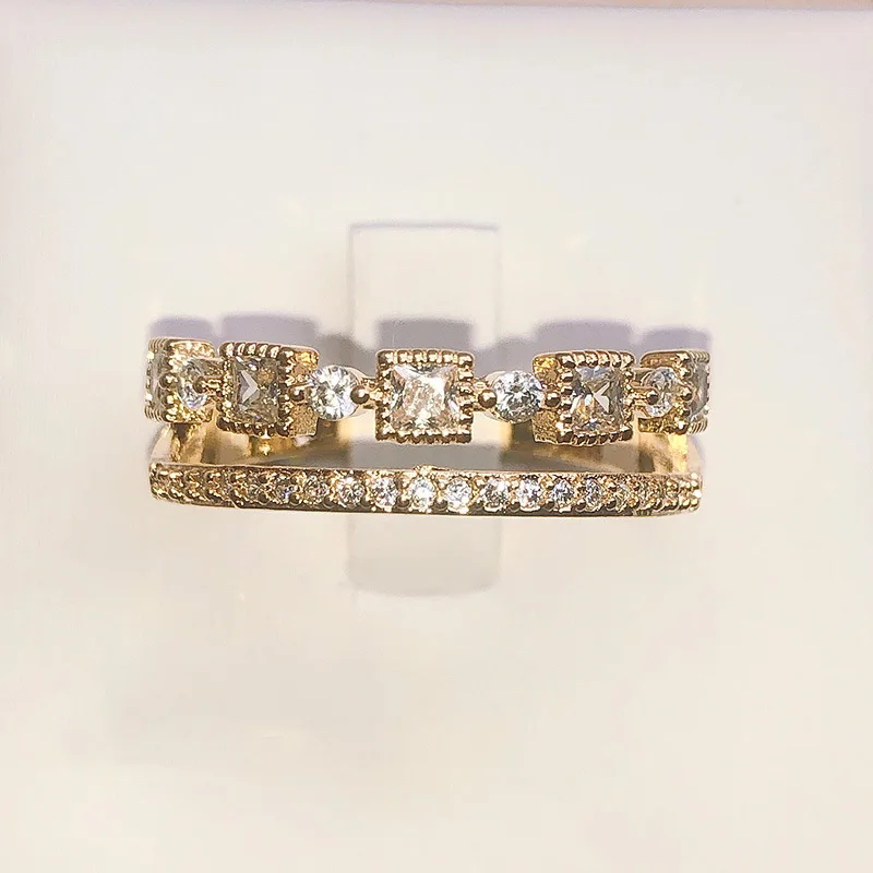 

Модное индивидуальное обручальное кольцо золотого цвета, женское вечернее обеденное ювелирное изделие для девушки, изысканное романтичес...