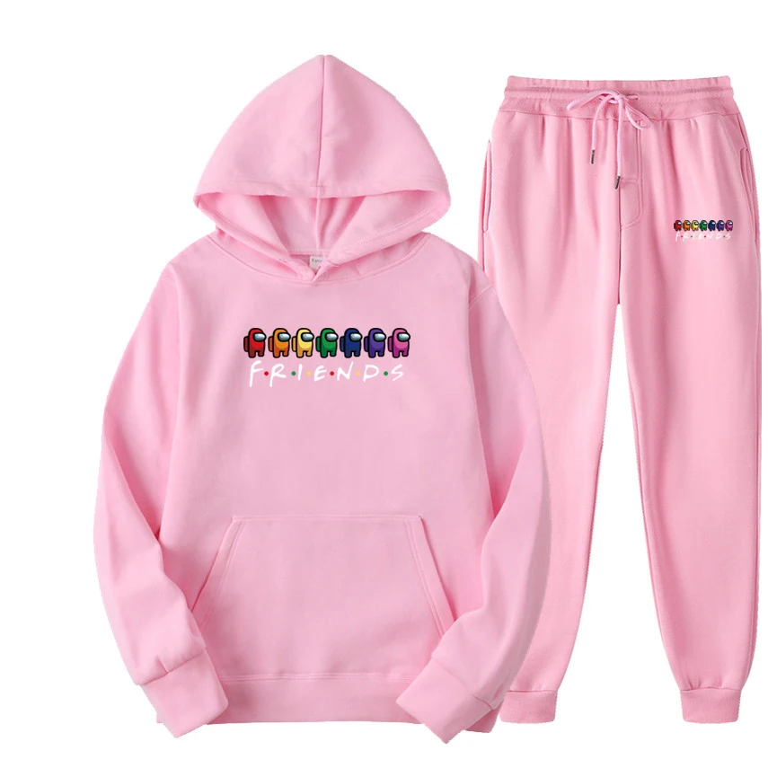 

2021 спортивная одежда, белая модная уличная брендовая толстовка с капюшоном для друзей, костюм в стиле хип-хоп + спортивные штаны для мужчин и...