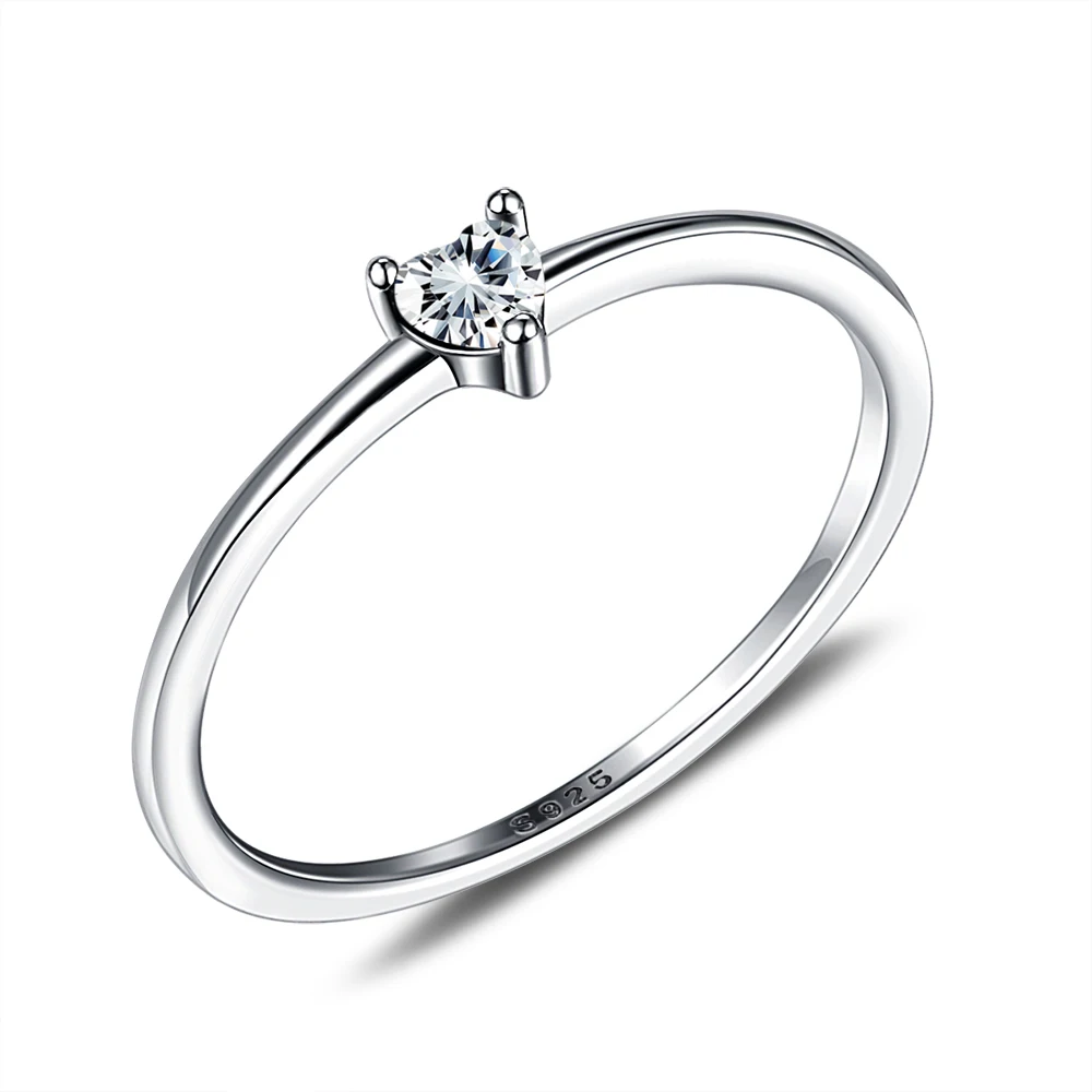 

ZEMIOR 925 Sterling Silver Rings For Women Heart Clear Simple Finger Rings Birthday Party Romantic Jewelry Hot Sale Trend 2021