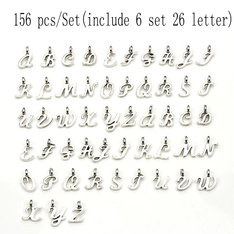 

156 шт. 26 Английский алфавит буква Шарм первоначального Подвески Кулоны из нержавеющей стали для женщин и мужчин, "сделай сам", зажим для ожере...