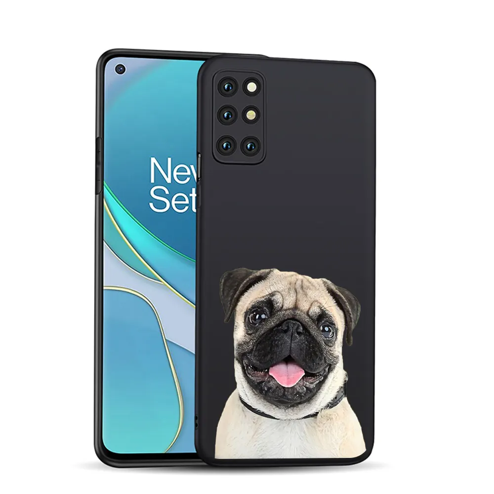 

Cute Funny Pug Cover for Oneplus 8 8T 9 9R 7 7T 6 6T Pro Phone Cases For 1+9 1+9R 1+8 1+7 1+6 Nord N10 N100 Black TPU Funda Capa