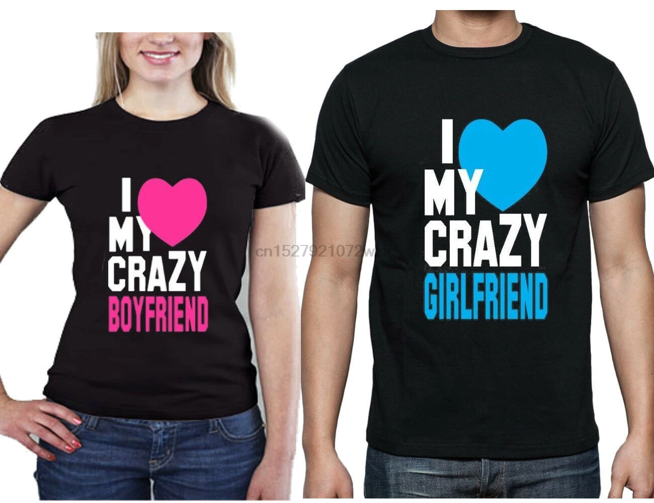 I Love My Crazy Boyfriend Girlfriend парные одинаковые рубашки горячий яркий дизайн| |