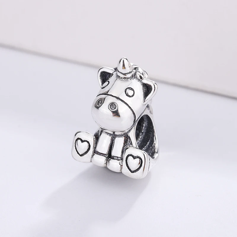 

3D287 Bruno Charms Beads 925 Sterling Silver Animal Charms Bracelet For Unicorn Pendants For Pandora Jewelry Making